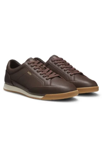 Lädersneakers med folielogotyp
