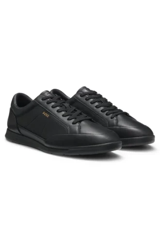 Lädersneakers med folielogotyp