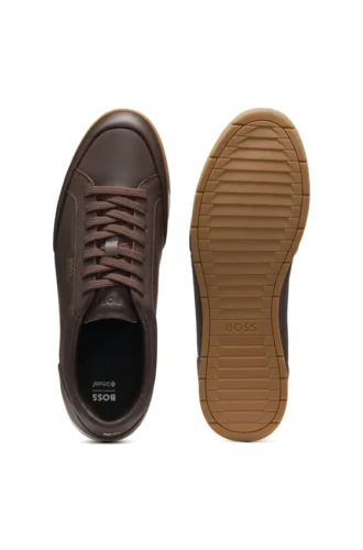 Lädersneakers med folielogotyp