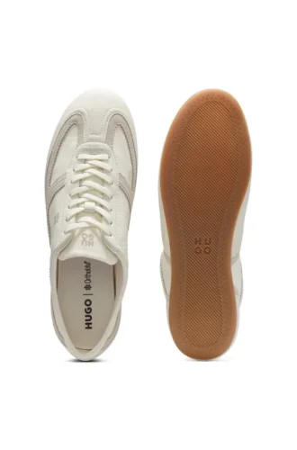 Låga sneakers i mocka och läder