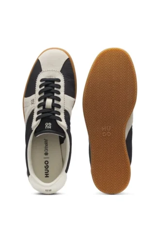 Låga sneakers med detaljer i mocka