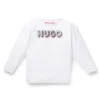 Långärmad bomullst-shirt för barn med logotyp med glittereffekt
