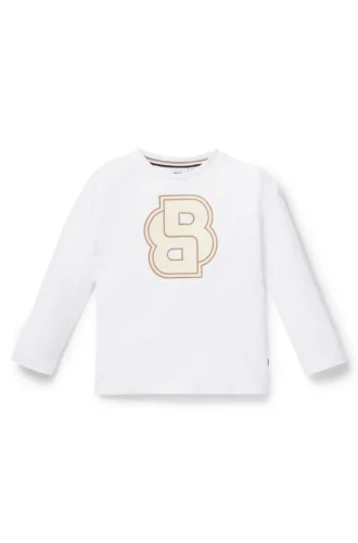 Långärmad bomullströja för barn med Double B-monogram