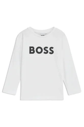Långärmad T-shirt för barn i bomull med kontrastlogotyp