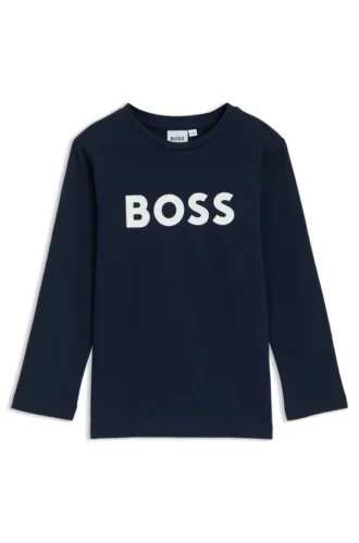 Långärmad T-shirt för barn i bomull med kontrastlogotyp