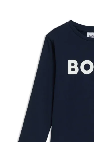 Långärmad T-shirt för barn i bomull med kontrastlogotyp