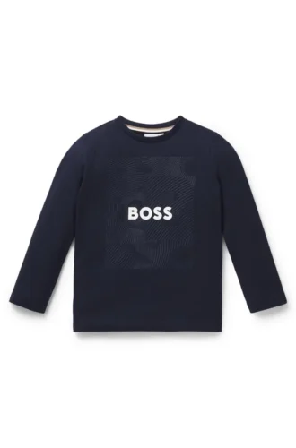 Långärmad T-shirt för barn i bomull med signaturmotiv