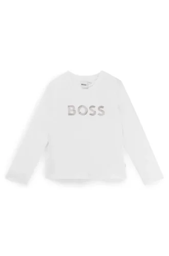 Långärmad T-shirt för barn med signaturrandiga detaljer
