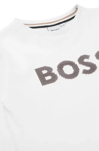 Långärmad T-shirt i bomull för barn med logotyp i silikonprickar