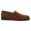 Loafers i mocka med rynkade detaljer