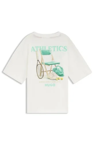 Löst sittande bomullst-shirt för barn med sportmotiv