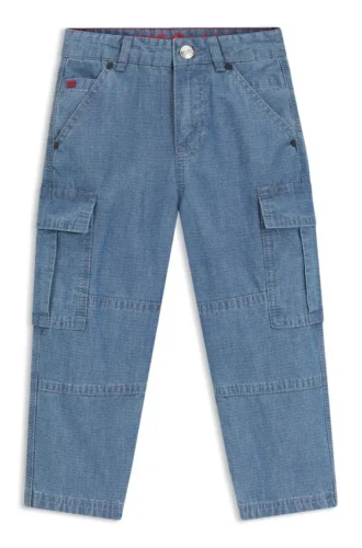 Löst sittande jeans för barn i blå ripstop-denim