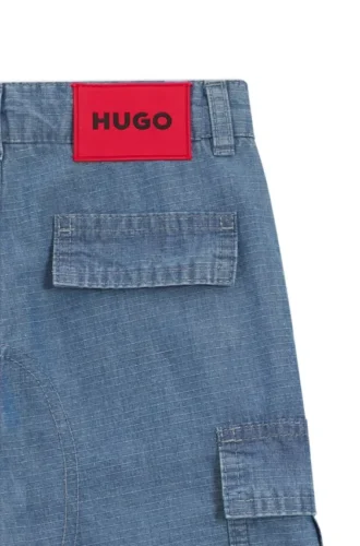 Löst sittande jeans för barn i blå ripstop-denim
