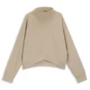 Löst sittande sweatshirt med draperad trattkrage