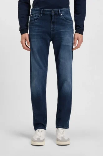 Maine-blå jeans med normal passform i mjuk denim
