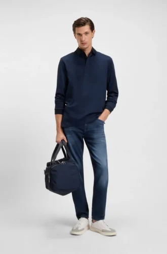 Maine-blå jeans med normal passform i mjuk denim