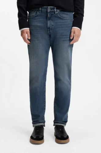 Maine-jeans i normal passform i blå komfortstretch-denim