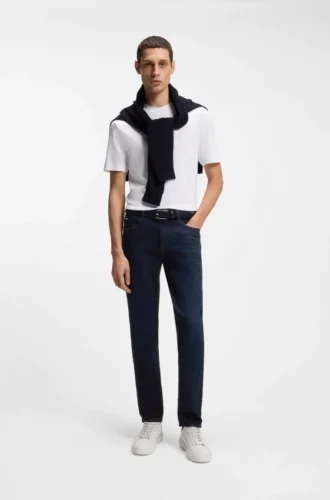 Maine-jeans med normal passform i mörkblå denim