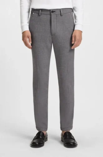 Melange-byxor i slim fit i stretchdobby