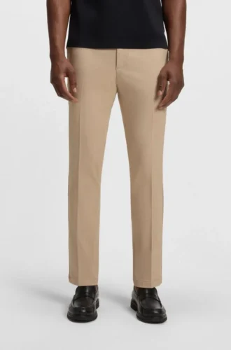 Melange-byxor i slim fit i stretchdobby