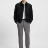Melange-byxor i slim fit i stretchdobby