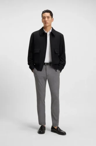 Melange-byxor i slim fit i stretchdobby