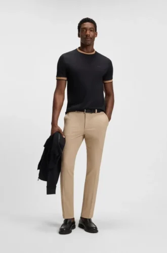 Melange-byxor i slim fit i stretchdobby