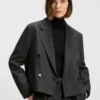 Melange-flanellblazer med kort längd