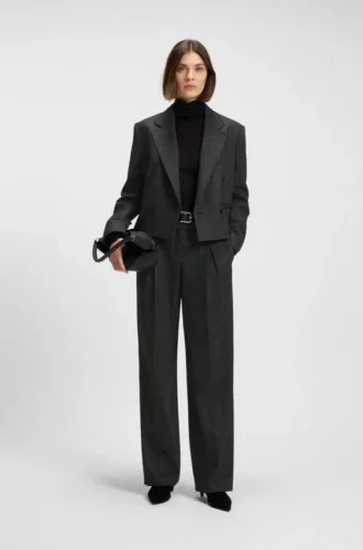 Melange-flanellblazer med kort längd