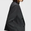 Melange-flanellblazer med kort längd