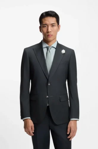 Melangerad slim fit-jacka i en ullblandning