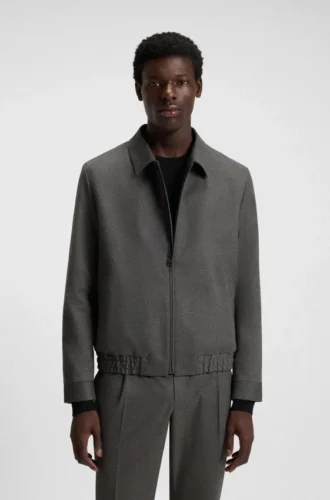 Melangerad slim fit-jacka i stretchflanell