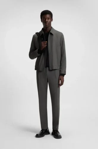 Melangerad slim fit-jacka i stretchflanell
