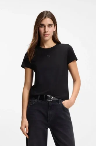 Merceriserad bomulls-T-shirt med normal passform