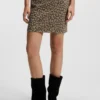 Minikjol med leopardmönster i jacquard