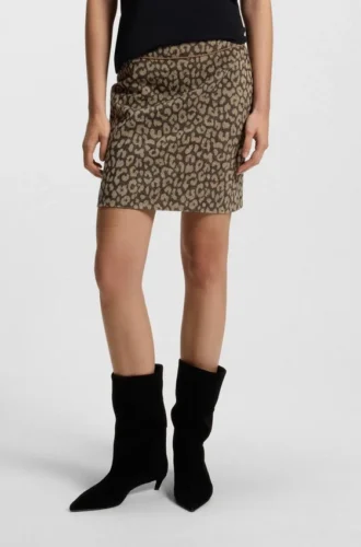 Minikjol med leopardmönster i jacquard