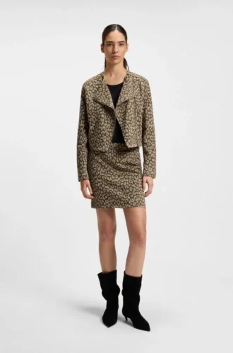 Minikjol med leopardmönster i jacquard