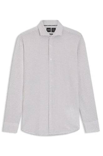 Mönstrad slim fit-skjorta i italiensk funktionsstretchjersey