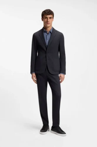 Mönstrade slim fit-byxor i en ullblandning