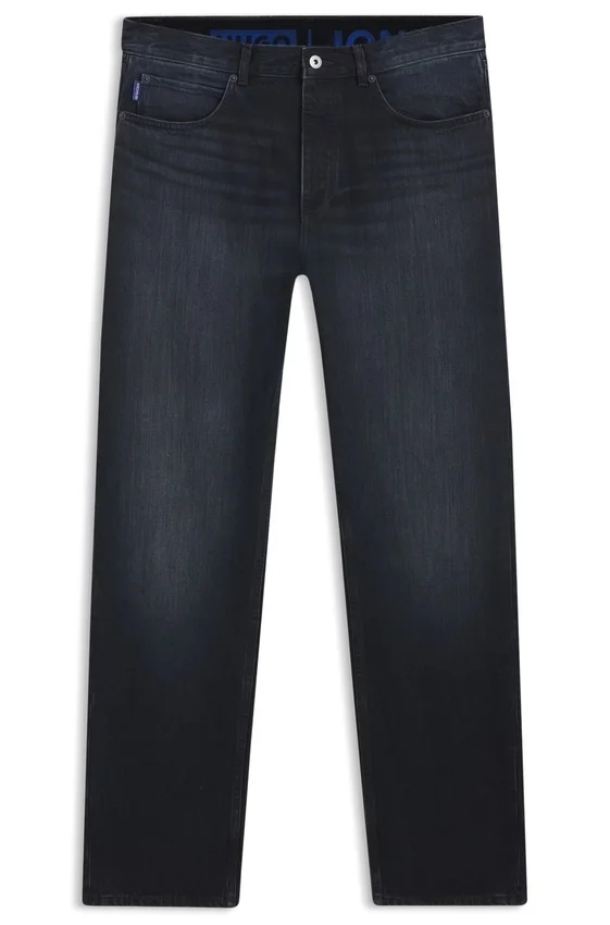 Mörkblå jeans i regular fit i stonewashed denim Mörkblå jeans i regular fit i stonewashed denim