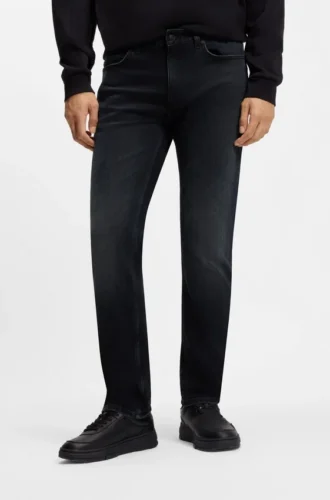 Mörkblå slim fit-jeans i stretchdenim