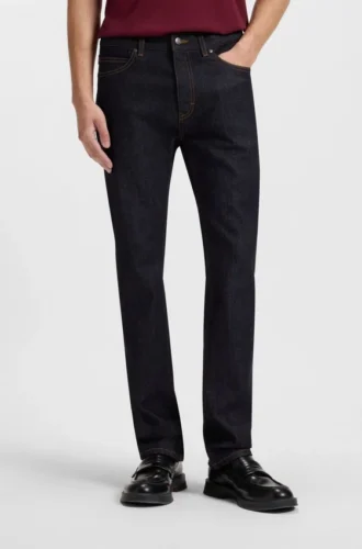 Mörkblå slim fit-jeans i stretchdenim
