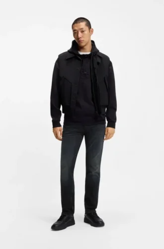 Mörkblå slim fit-jeans i stretchdenim