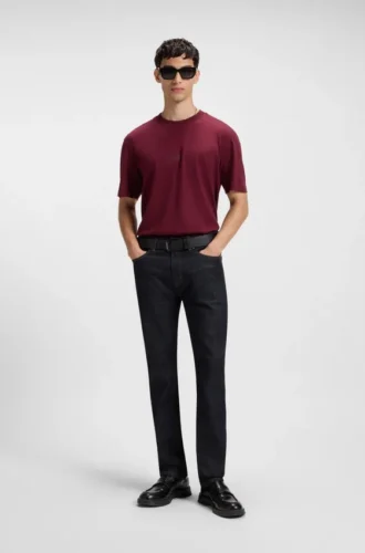 Mörkblå slim fit-jeans i stretchdenim
