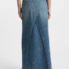 Nålstrecksmönstrad denimkjol med slits fram