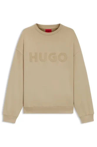 Oversize-sweatshirt i bomullsfrotté med ton-i-ton-logotyp