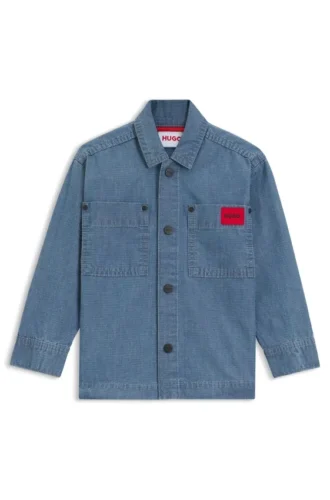 Overskjorta för barn i blå bomullsdenim