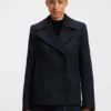 Peacoat i ullblandning med normal passform