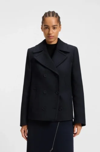 Peacoat i ullblandning med normal passform