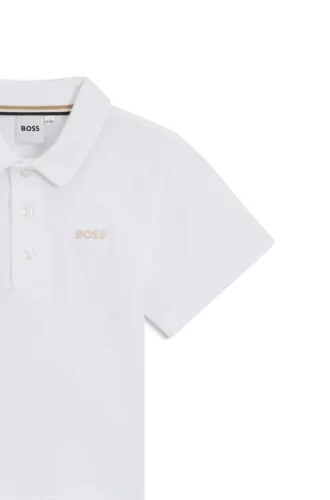 Pikétröja för barn i bomull med broderad logotyp